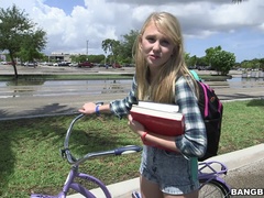 Tight Lil' Blondie Gets WRECKED On The Bus!