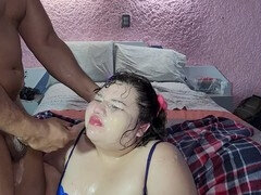 Amateur wife humiliated with messy face fuck and breath play by dominant partner