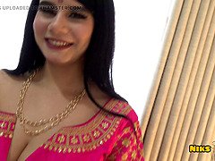 Sexy Indian MILF strips off her sari and fucks hard in her first desi romp