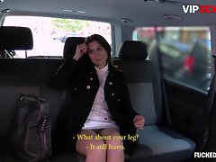 Meggie Marika and Leny Ewil get wild on the road in pantyhose and fuck taxi action