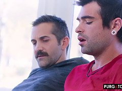 Donnie Rock and Lucky Fate share a petite, busty slut in a hot 3some reality video