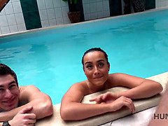 Cash-hungry teen picked up in pool & drilled hard in POV reality clip