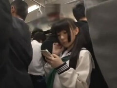 Groping School girl in a overcrowded train 1