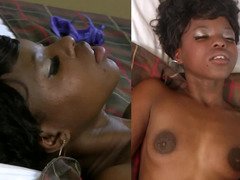 Amateur Ebony slut does her best at the porn casting