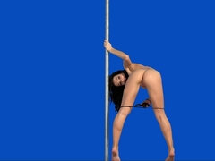 Horny skinny babe solo pole dance