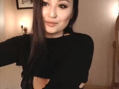 Cute asian huge tits and big booty milf webcam teasing - Milf