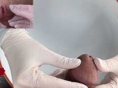 Intimate medical experience - Patient's perspective - Sensual latex glove handjob with water play