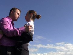 Awesome little slut is getting fucked by her teacher in the park