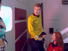 A Star Trek parody is featuring a hot threesome with two girls