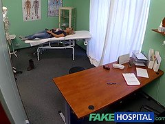Barra Brass, the blonde nurse, gets her wet pussy filled with hot cream in fake hospital POV