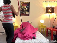 Petite Thai maid shocks young man of house with a fuck