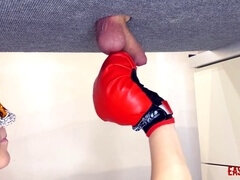 Milking table, ballbusting boxing, ball kicking