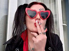 Sexy smoking fetish by Dominatrix Nika. Mistress smokes 2 cigarettes and blows smoke in your face. Sexy red lips