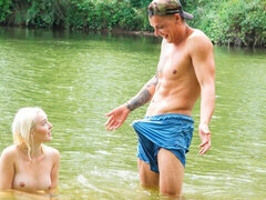 Astonishing outdoor sex in the water with a blonde Lovita Fate
