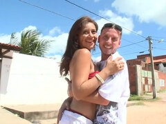 After walk Brazilian chick wants to suck stud's fuckstick