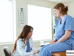 Lesbian doctor scissoring with assistant