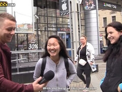 Blonde girl gives head in the fresh air