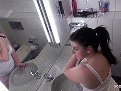 German step sister tempt to screw in bathroom bei bro