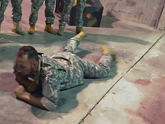 Real military training for anal sex in the shower