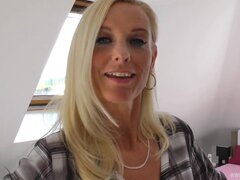 Blondine, Blasen, Nahaufnahme, Spermaladung, Schwanz, Deutsch, Milf, Mutti