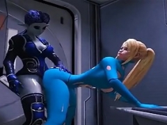 hot big-breasted blonde vs alien shemale (3D)