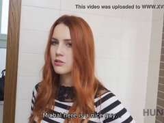 Redhead MILF gets fingered & fucked in the mall restroom in POV reality video