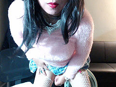 pink Sweater & college girl mini-skirt 3