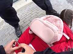 Cindy Shine gets caught and arrested by security officer for her naughty MMF video