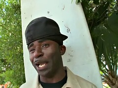 Amateur black thug pulled and fucked in public outdoor