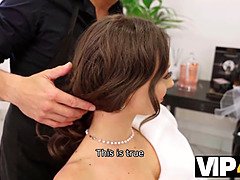 Isabella de Laa gets her hair cut and fucked by her groom's friend in VIP4K