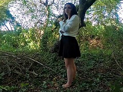 A walk in the woods with her stepdad ends in sex and cum