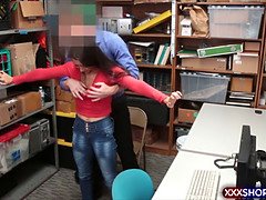 Sexy brunette chick shoplifter punished with a fuck