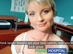 Blonde babe saves money by sucking dick for favors in fakehospital POV