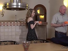 Daddy4k. step dad converses a pile with jessi then entices her