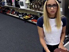 Amateur pawnee fucking on store desk for cash