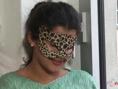 Shy MILF in mask talks about sex