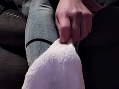 Smelly white socks and feet