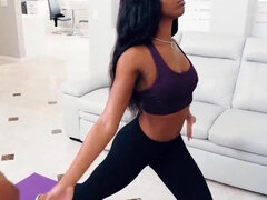 Lacey London Yoga - POV blowjob, handjob and hardcore with ebony slut