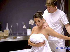 Massage Rooms hefty knockers euro brunette Chloe Lamour in oiled up ecstasy