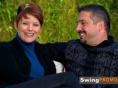 Redhead takes her husband to swinger party
