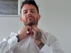 Hot suit and tie DILF jerking his sexy cock