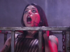 Submissive latina Gina Valentina gets assfucked in a cage