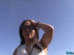Hard Cock For Nerd Spanish Pussy Outside - sexy Jimena Lago in Glasses