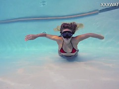 Super hot underwater girls strip and masturbate