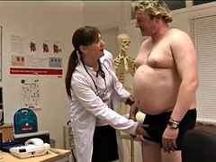 British cfnm nurses jerk off Tonys cock in the doctors office