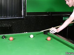 Cheating bbw in fishnets on the pool table