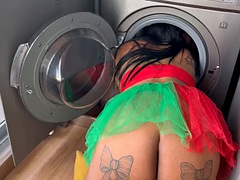 Stepdaughter is fucked while stuck in the washing machine