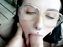 Original cumshot on Alora Lis glasses