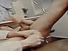Gay patient masturbates while a hot doctor fucks him with a dildo