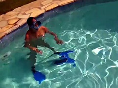 Hot brunette slut Candy swims underwater